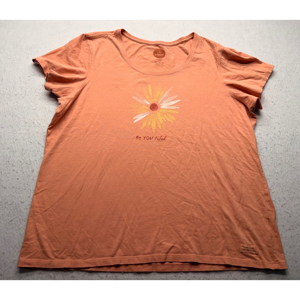Life is Good Womens XXL Orange Be YOU tiful Graphic Tee Short Sleeve T-Shirt